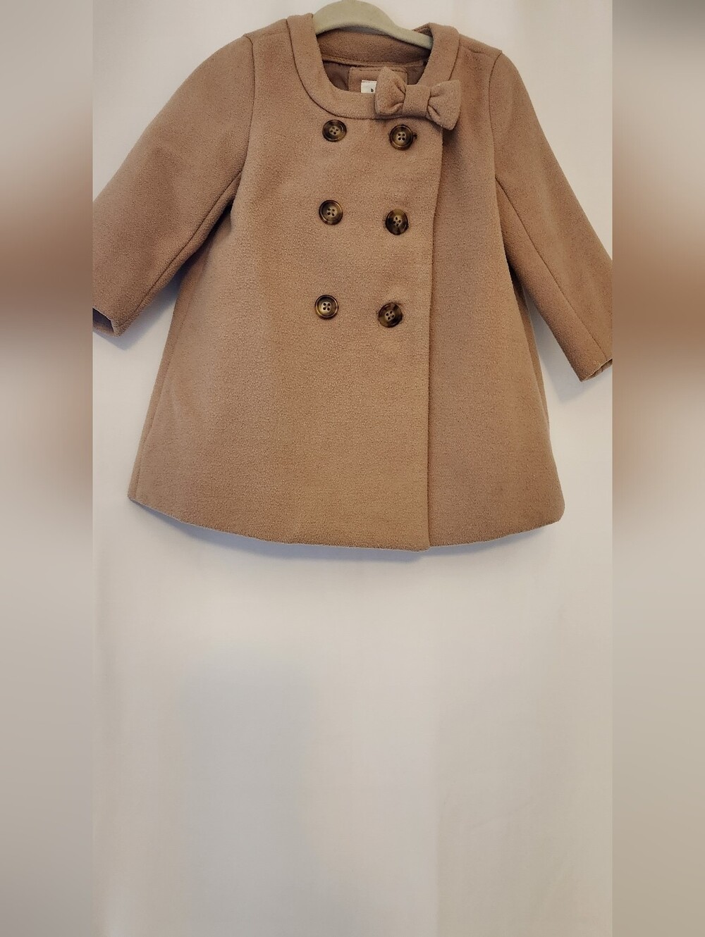 GAP Girls' Camel Bow Double-Breasted Pea Coat